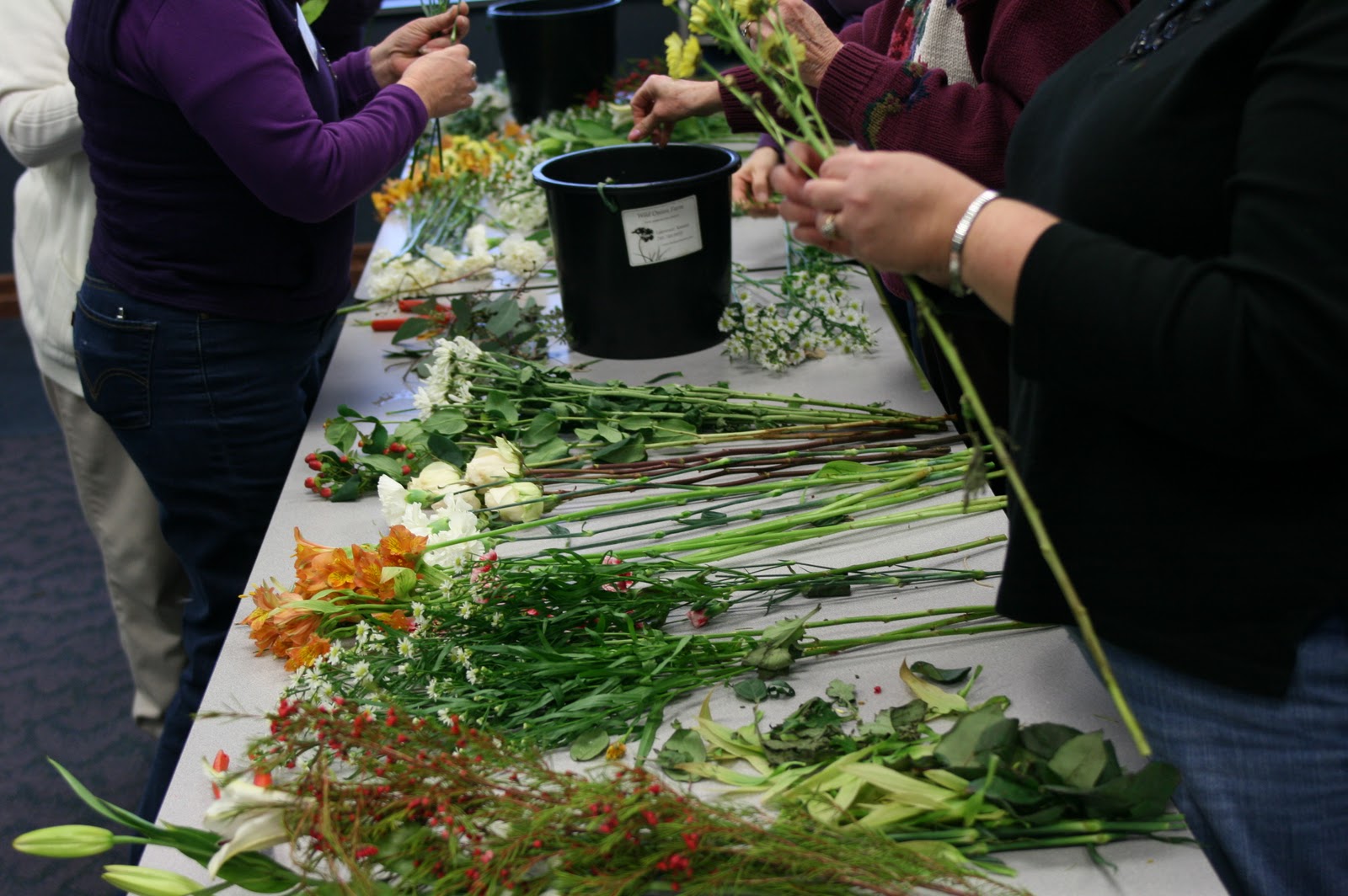 Bunches of flowers on a table