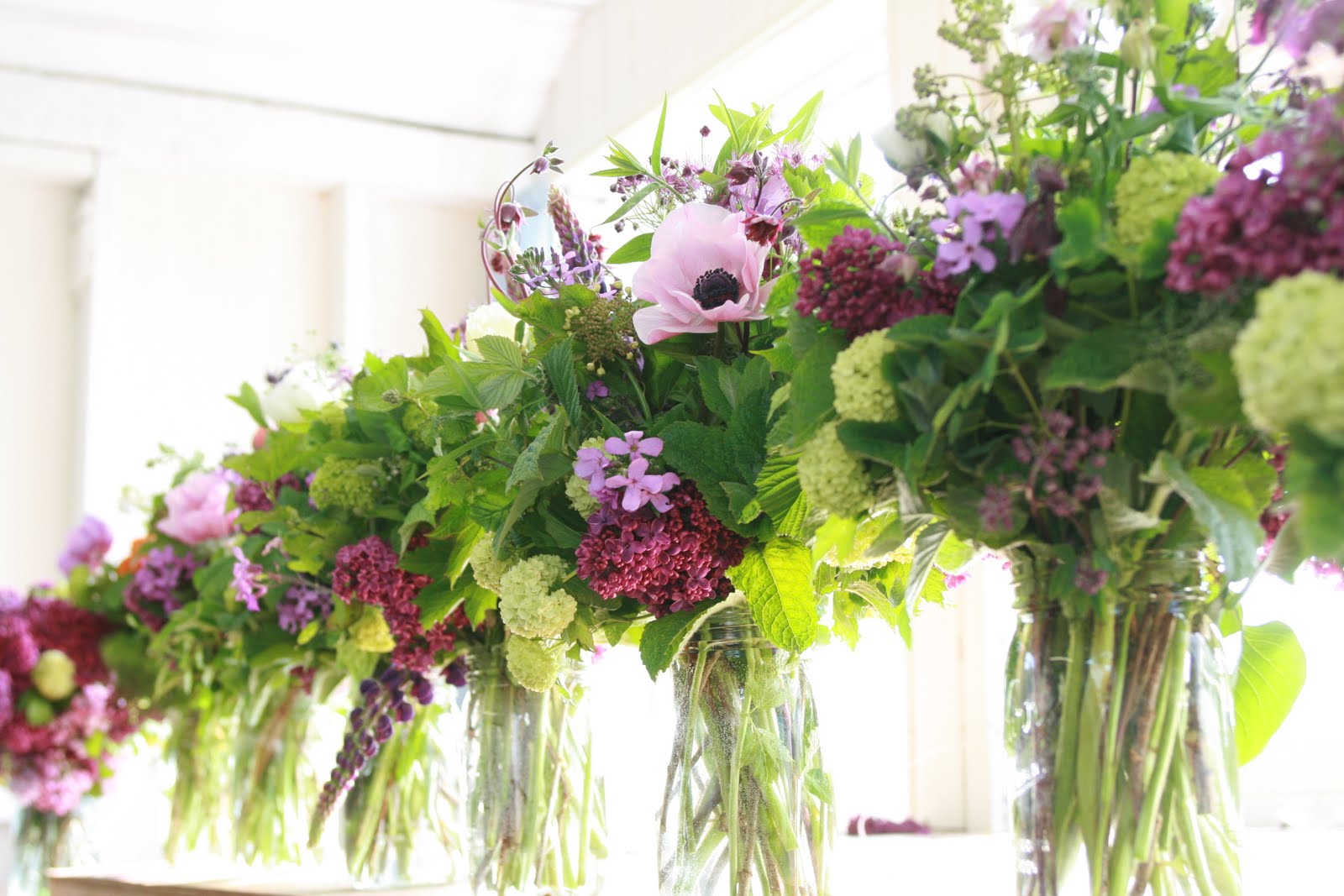 Bouquets in jars