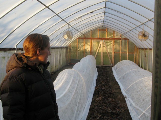 Erin Benzakein in the Floret greenhouse