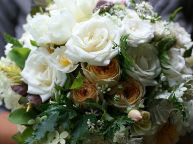 A seasonal bridal bouquet