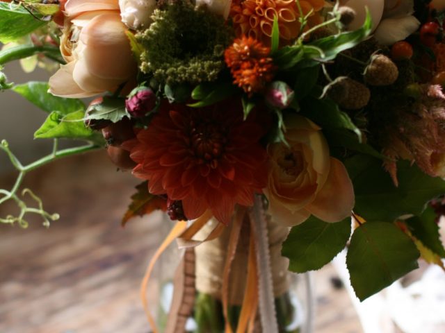 A seasonal bouquet with vegetables incorporated