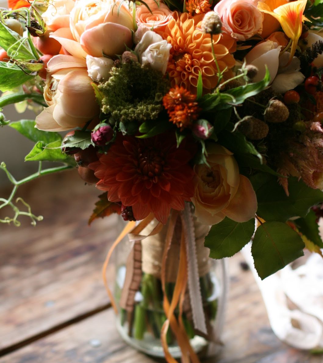 A seasonal bouquet with vegetables incorporated