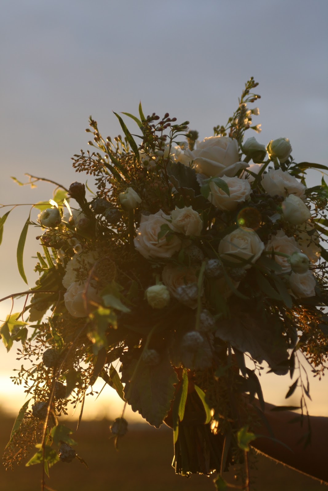A seasonal bouquet at sunset