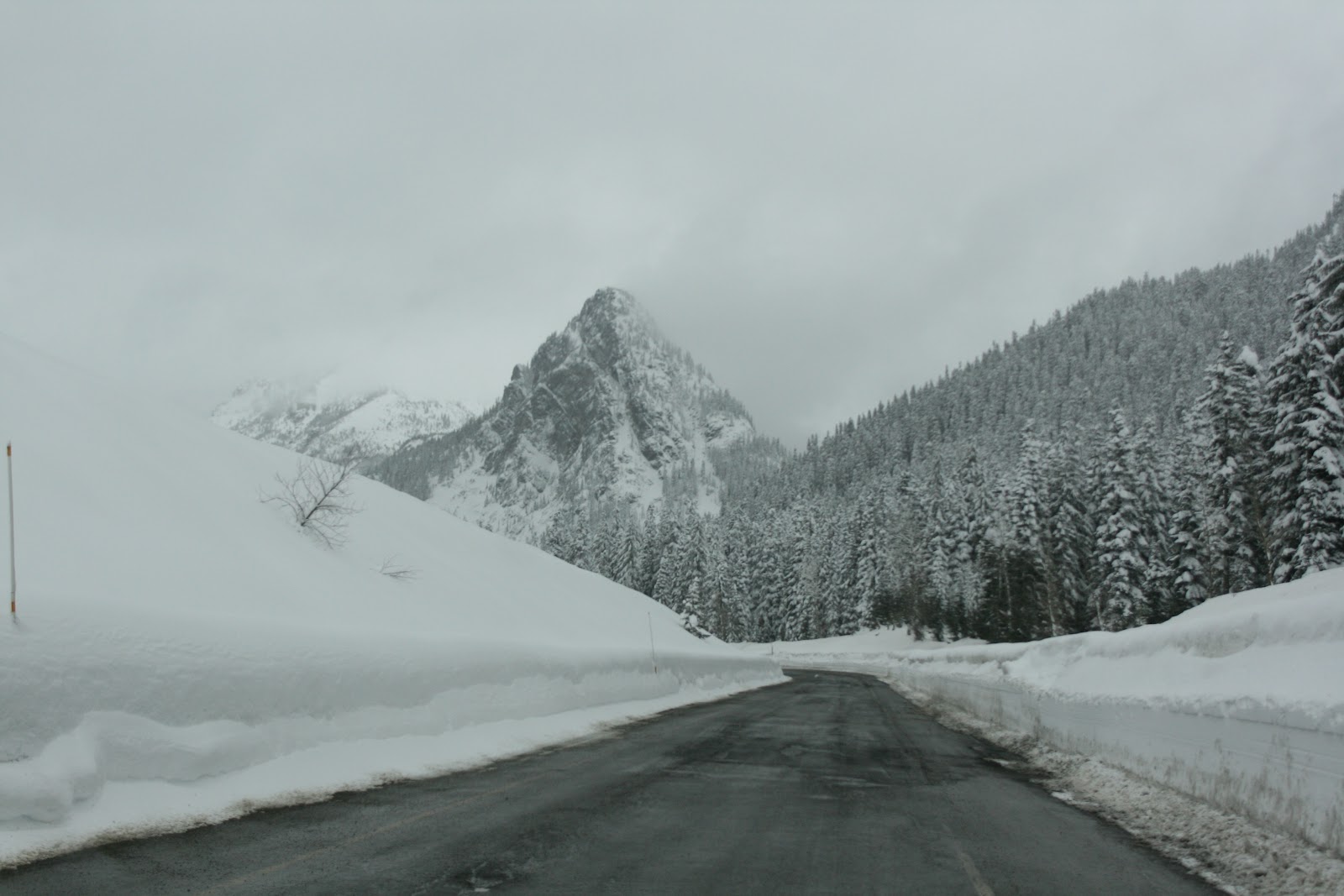 A snowy mountain pass