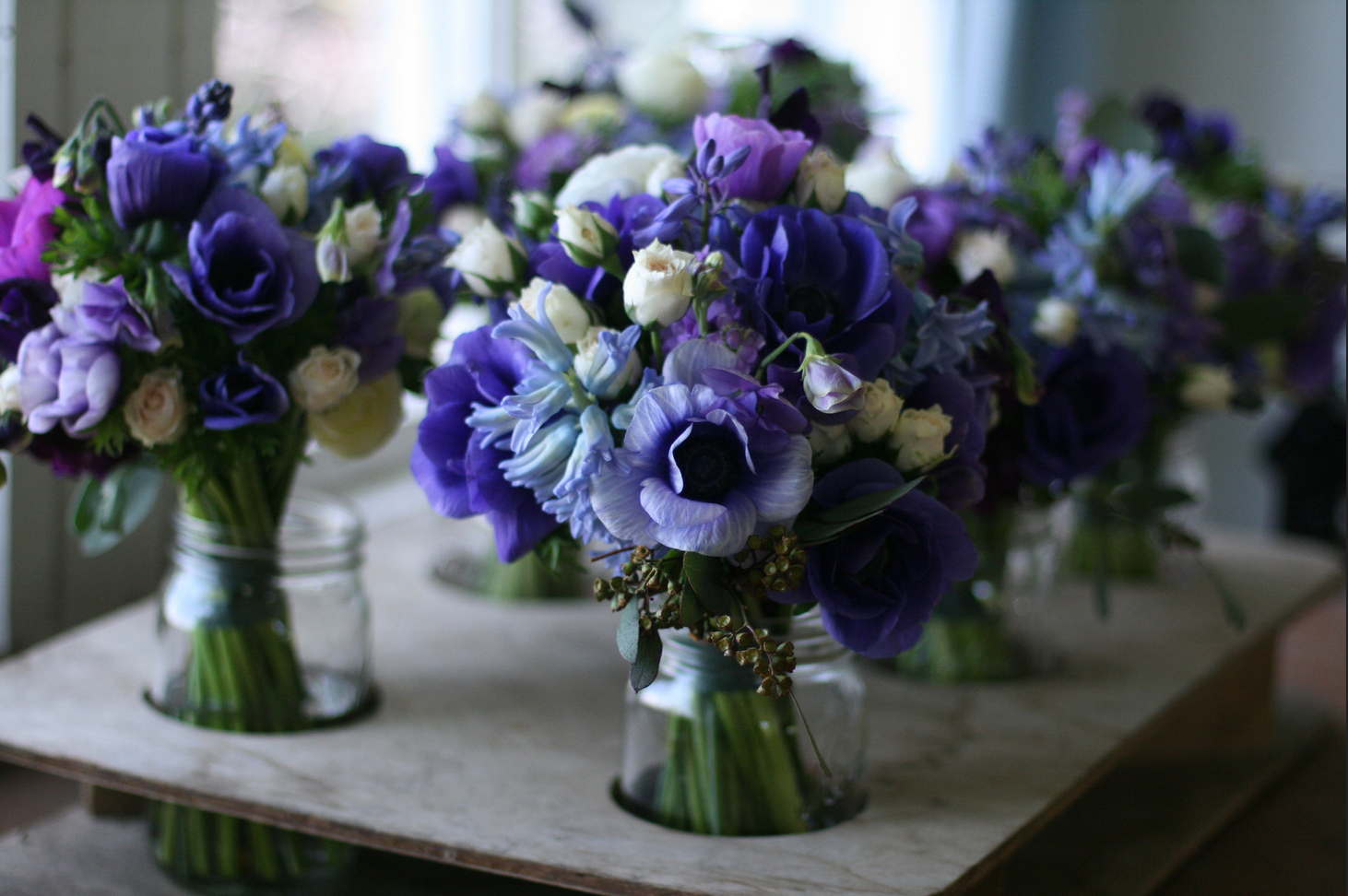 Bouquets of purple flowers