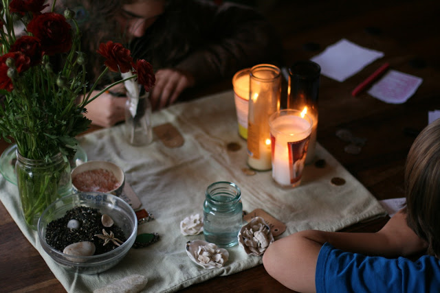 An altar with candles