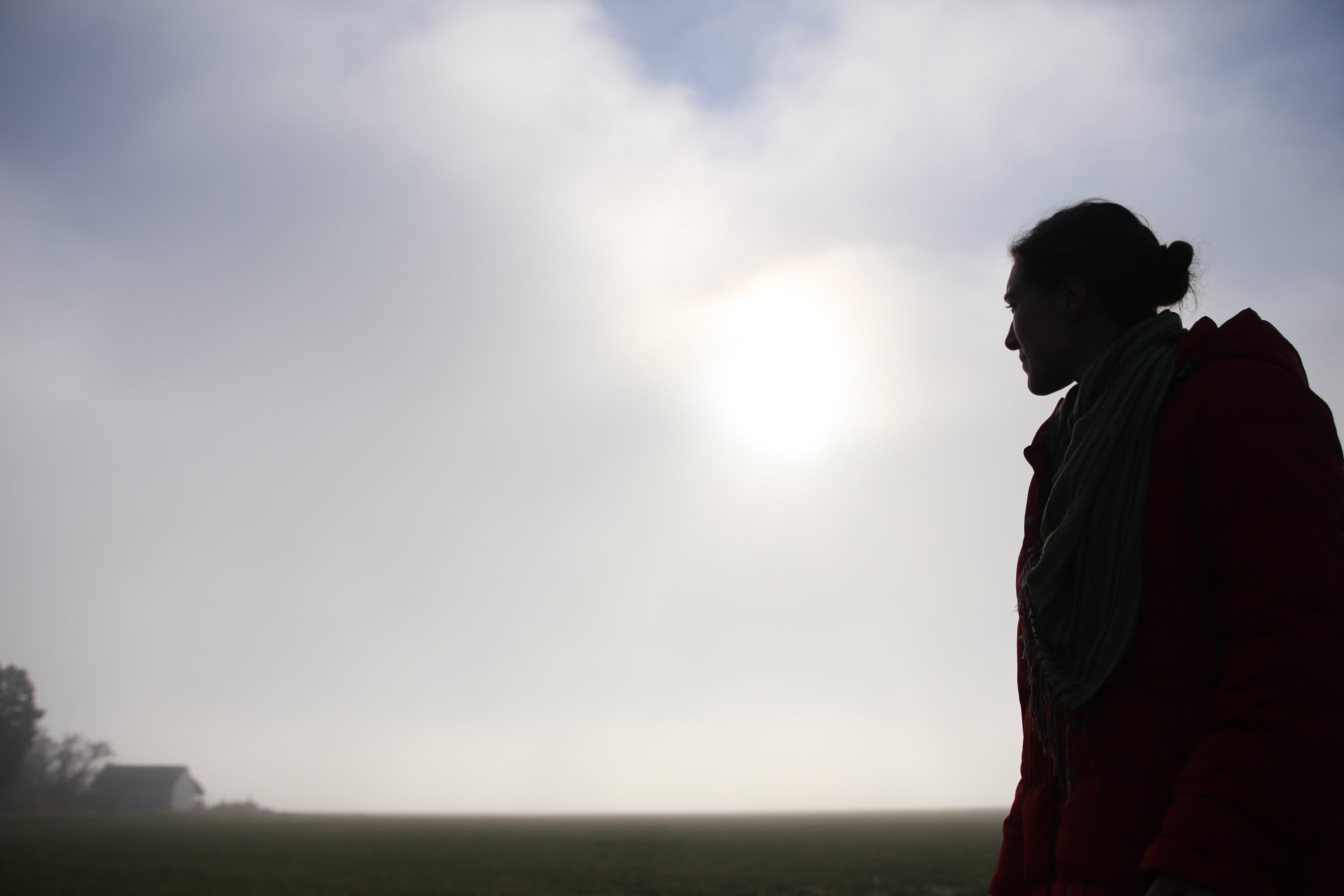 Erin Benzakein looking out at a field