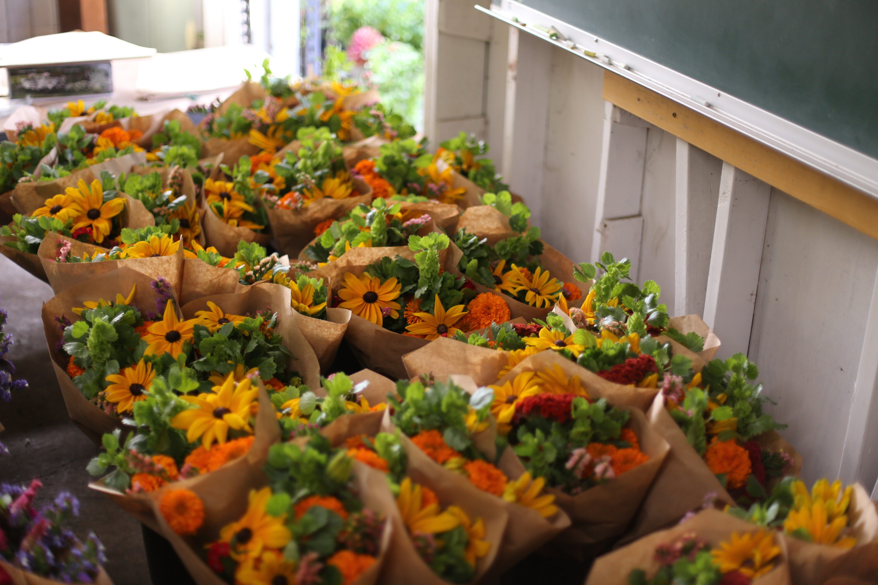 Buckets of market bouquets