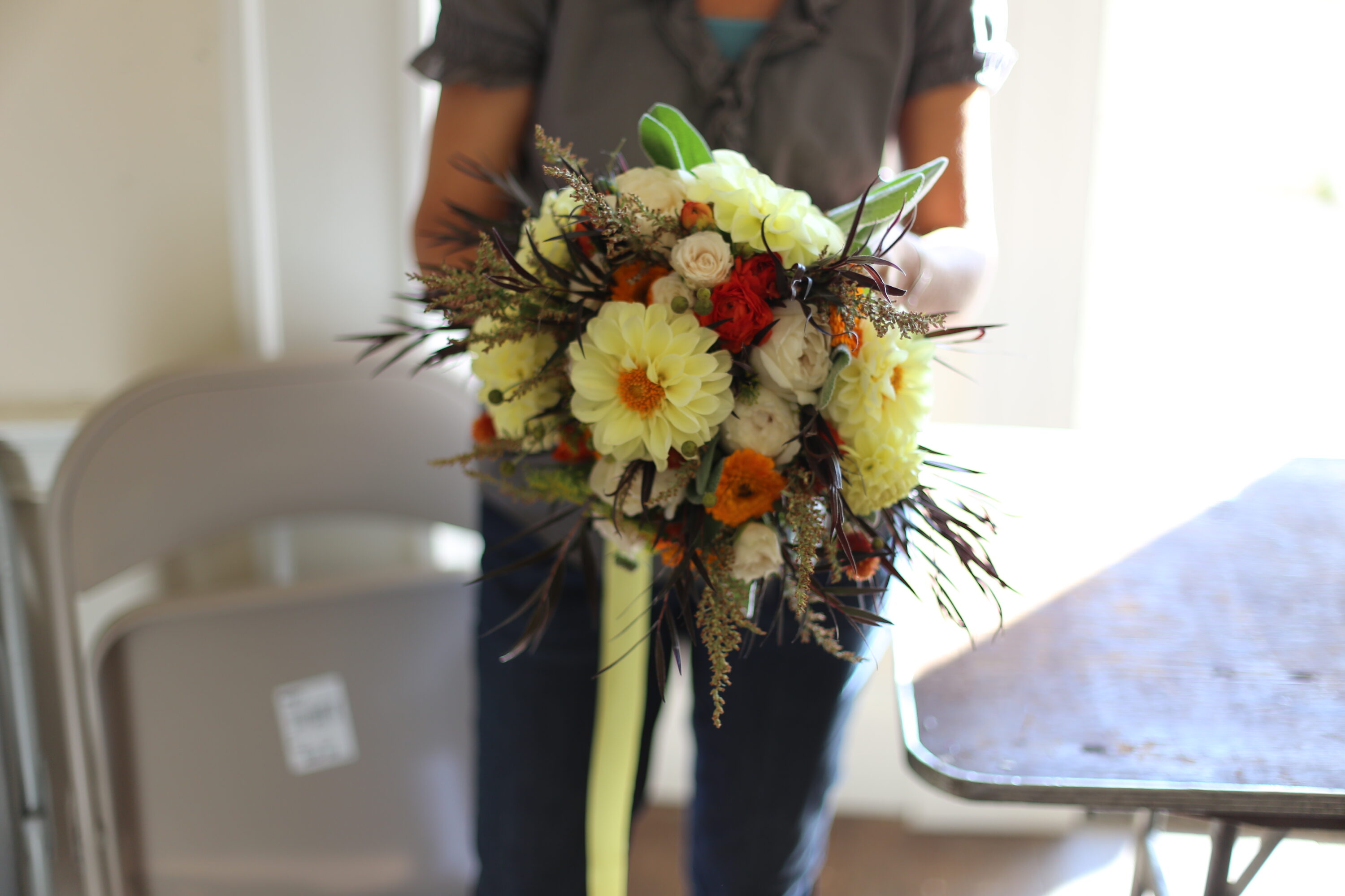 Erin Benzakein with a seasonal bouquet