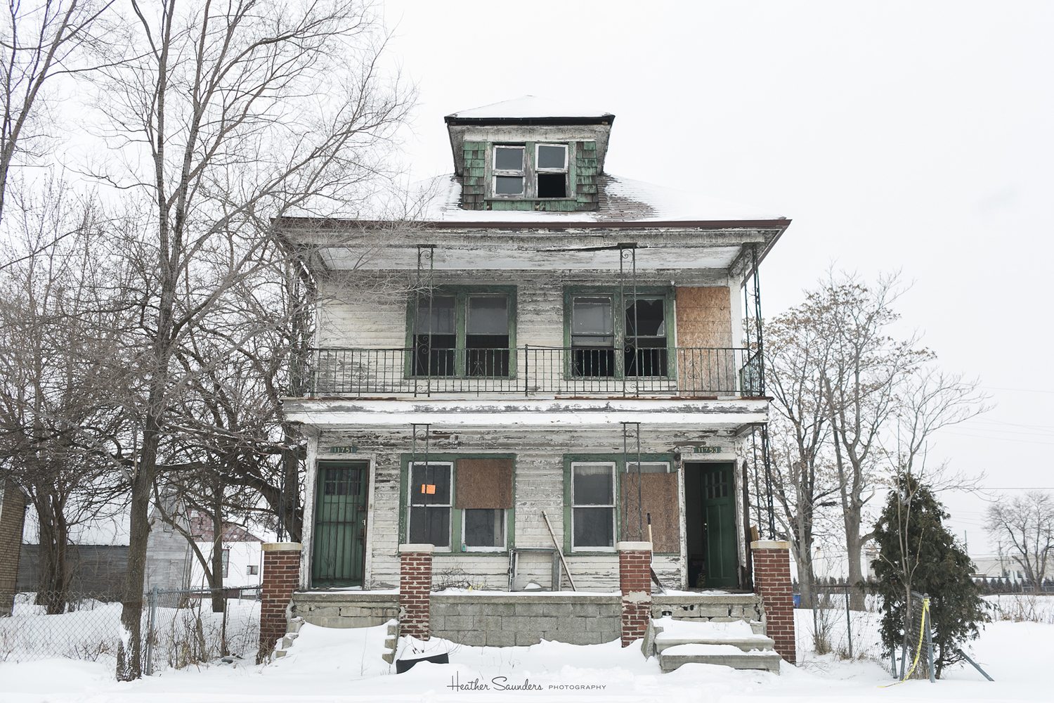 The exterior of a run down house