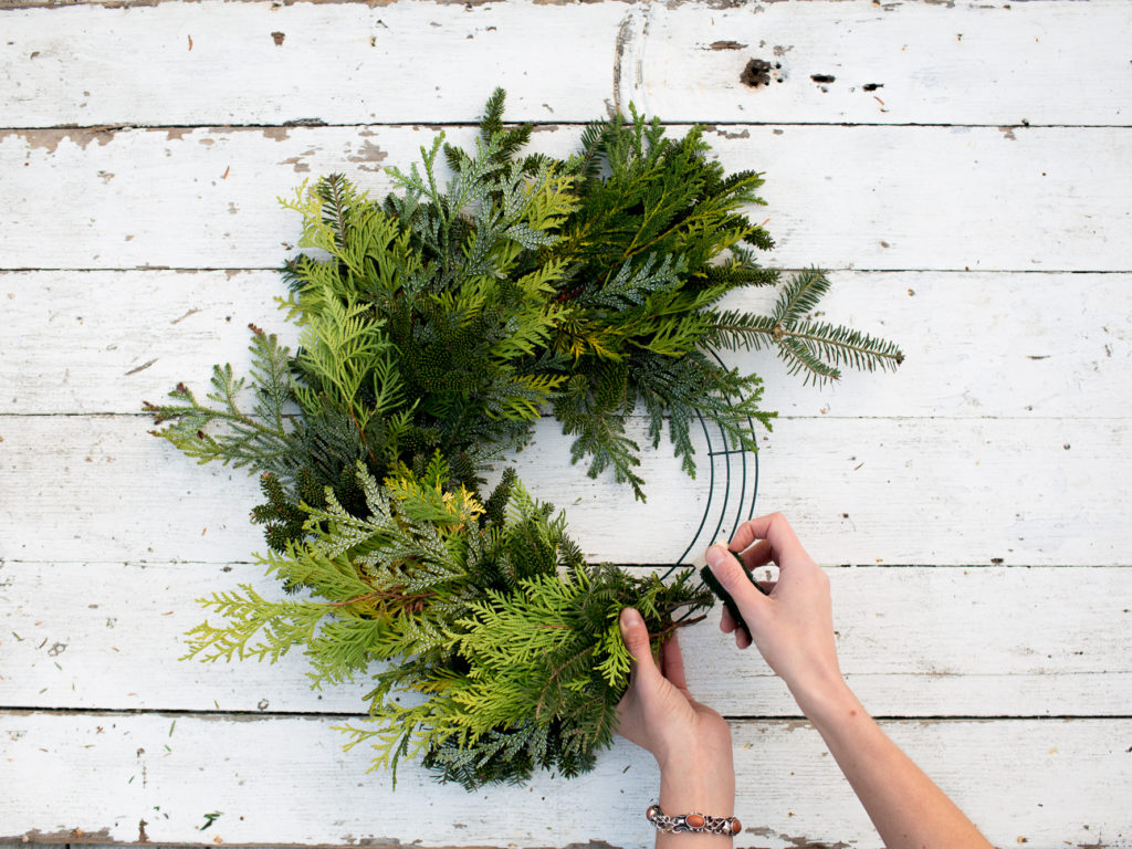 How to Create a Foraged Evergreen Wreath Floret Flowers