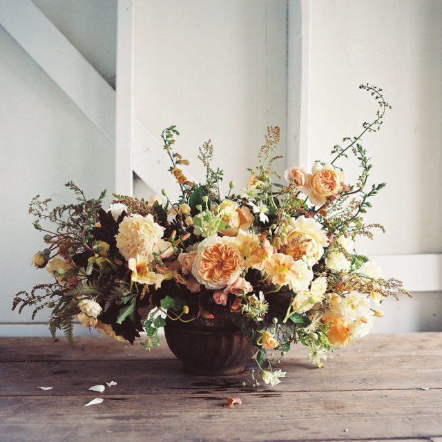 A pale orange flower arrangement