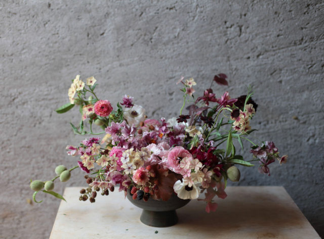 seasonal flower centerpiece by la musa de las flores Gabriela Salazar in Mexico on Floret blog