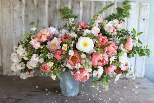 sap bucket with peonies by Floret