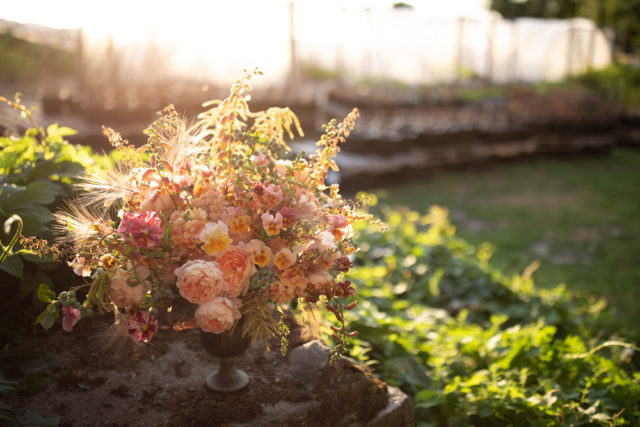 Urn arrangement with pansies