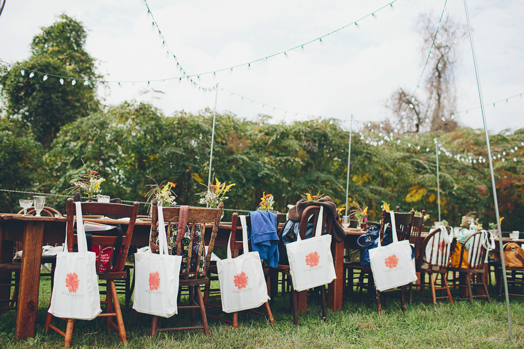 Outdoor table at a flower workshop by Jennie Love and Erin Benzakein