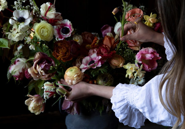 Milli Proust working on an arrangement in the studio