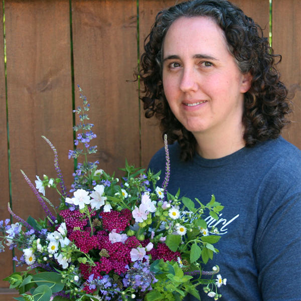 Dawn Hubbell holding bouquet