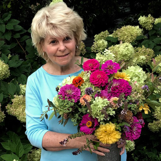 Patricia Camp holding bouquet