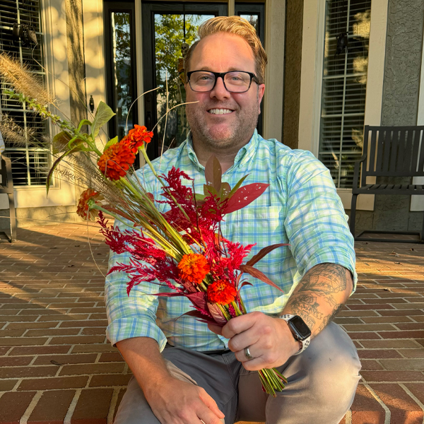 Jeff Chambers with a handful of blooms