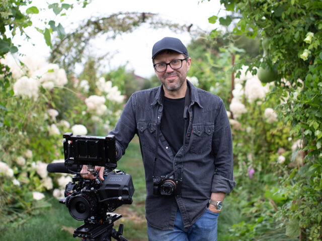 Rob Finch in the Floret cutting garden with his camera