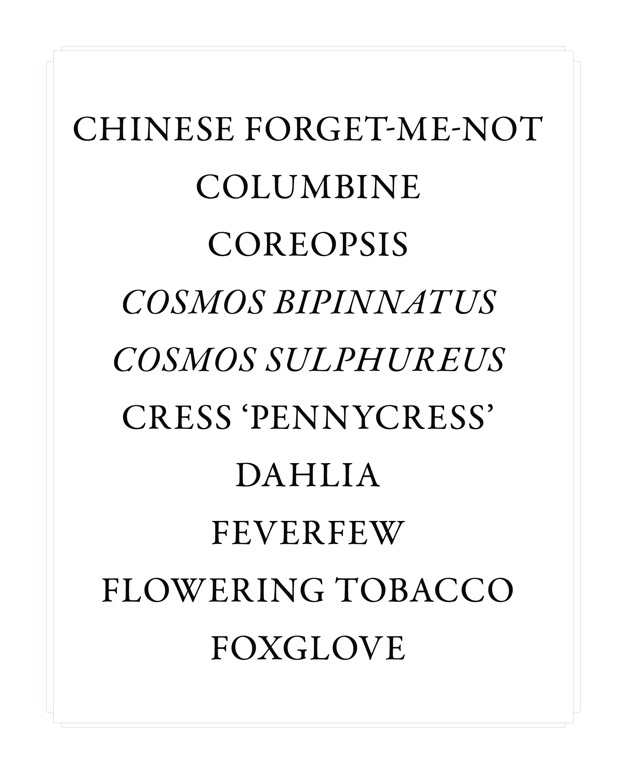 A list of the Bloom to Seed book bonus plant profiles.