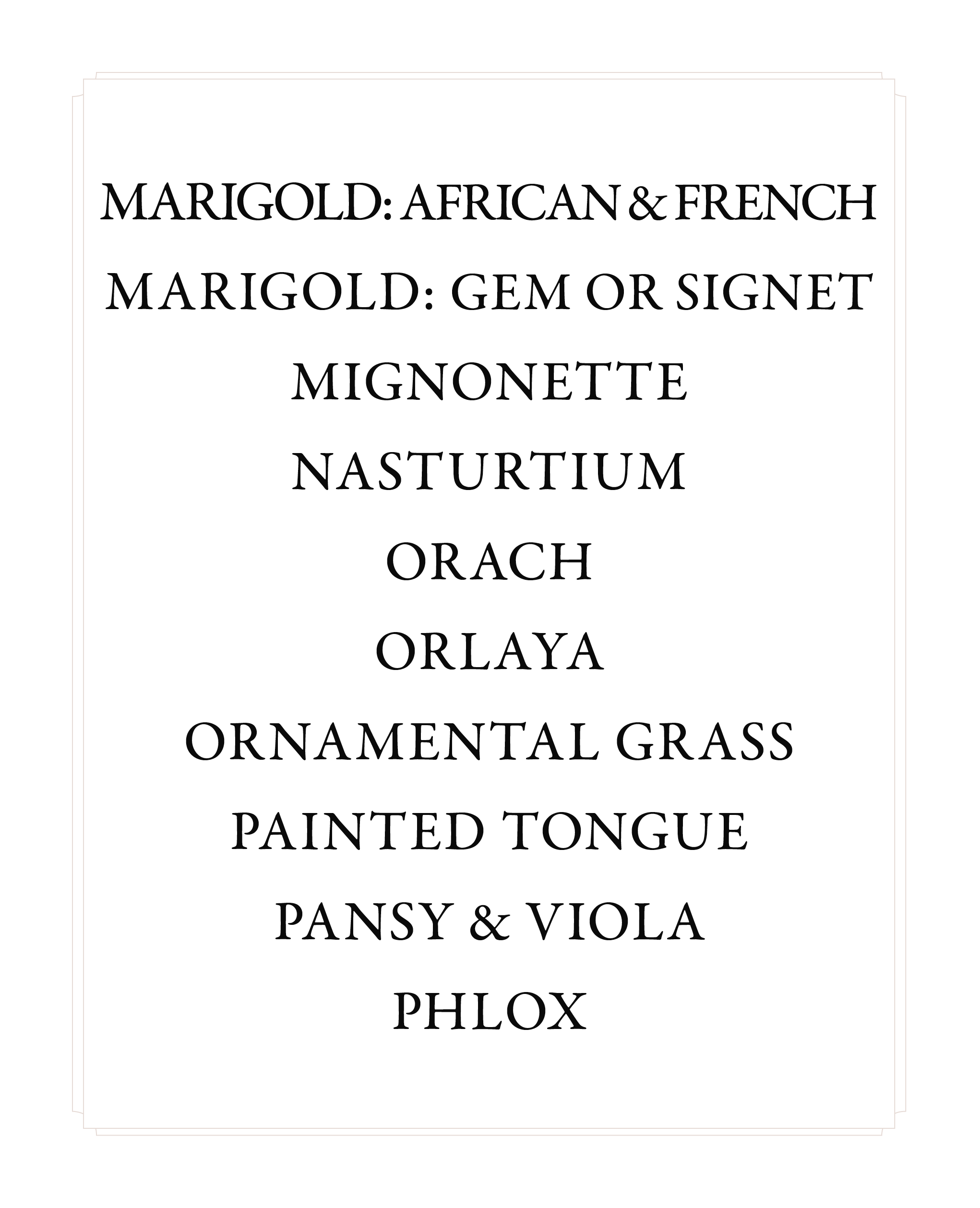 A list of the Bloom to Seed book bonus plant profiles.